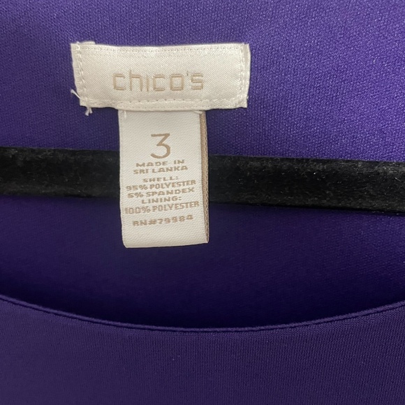 Chico's Women's Royal Purple Tunic Style Fabric Belted Stretchy Dress Sz 3(XL/16 - Picture 10 of 11